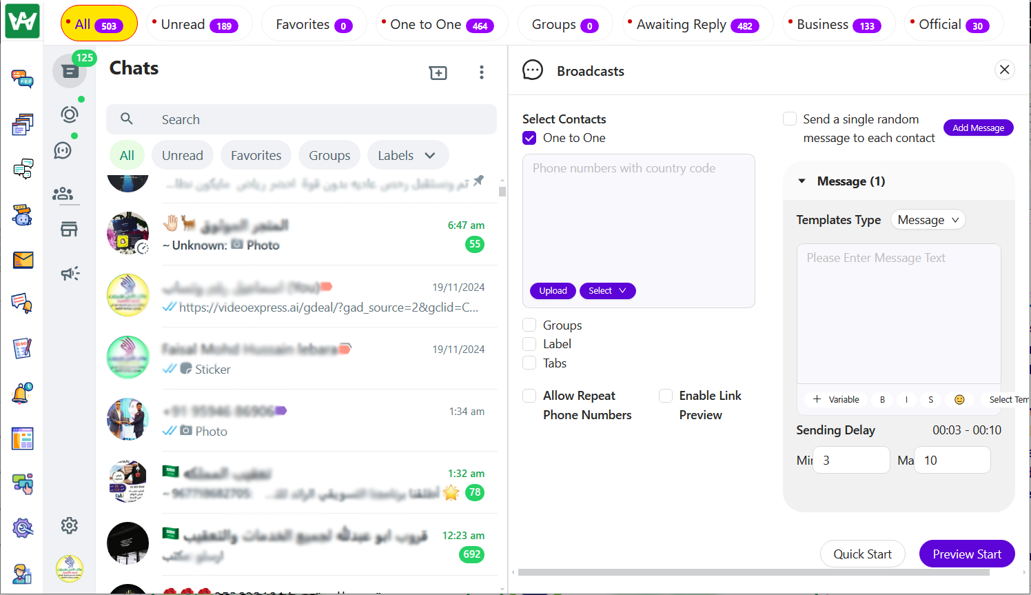 Bluk Messaging or One to One Messaging or Sending Message On Your Groups or Labels